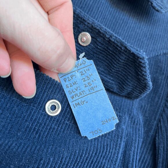 VTG 70s West Cal Cord Trucker Jacket Navy Snap Workwear Ranchwear - Picture 5 of 8